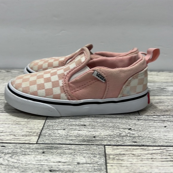 Vans® Asher V Kids' Pink Checkered Shoes slip on - Picture 7 of 16